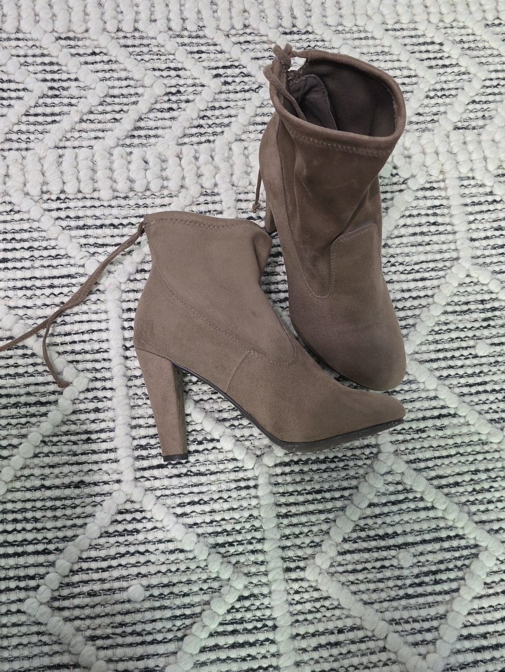 Women's Taupe Suede Pointed-Toe Ankle Boot
